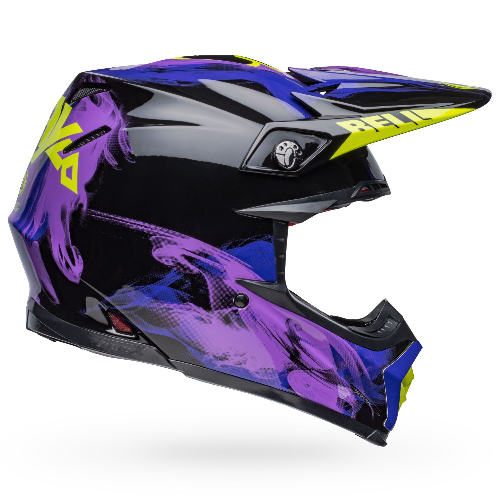 bell-moto-9s-flex-dirt-motorcycle-helmet-slayco-gloss-black-purple-right image